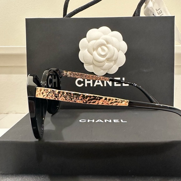 Chanel Pantos Sunglasses Black/Gold - Picture 4 of 9